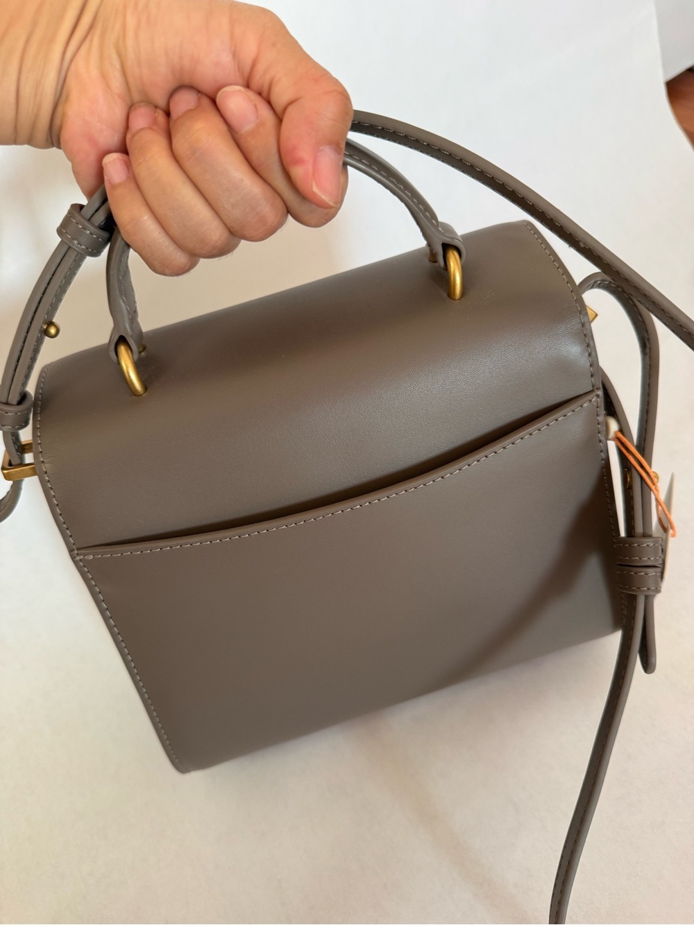 Quince Italian Leather Top Handle Crossbody Satchel, color: mink - Picture 3 of 4